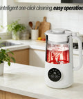 All In One Nut Milk Maker With 35 Oz Capacity, 10 Blades, One Touch Start, shown on a kitchen countertop.