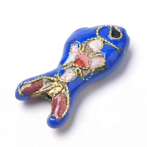 Cloisonne Enamel Fish Spacer Bead in vibrant blue, ideal for DIY Bracelet Necklace Making; part of 200 Pcs Cloisonne Enamel Fish Spacer Beads For DIY Bracelet Necklace Making Body Safe Long Lasting Jewelry Findings Perfect Holiday Gift Choice Fits Your Daily Style Goes Hard On Any Creative Build.