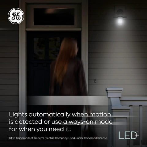 Image of front porch with Motion Sensor LED Bulbs For Outdoor Security Floodlight, 15W PAR38, illuminating entrance at night.