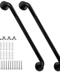 Heavy Duty Two Pack 24 Inch Shower Grab Bar Tough As Nails 1 Point 25 Inch Diameter Matte Black 304 Stainless Steel Knurled Safety Handrail For Seniors And Mobility Support with mounting hardware.
