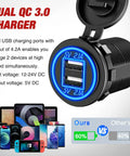 Dual USB socket from 4 In 1 DIY Toggle Switch Panel With Plug And Play Dual USB Socket LED Voltmeter 12V DC Outlet And ON OFF Switch