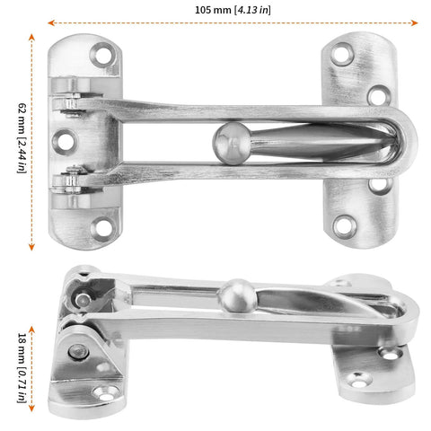 4 Pack Swing Bar Door Guard Set For Inside Doors, Built Tough Latch Guard Lock Reinforcement, Front Door Security Bars For Swing In Doors, Hotel Grade Front Door Latches, Zinc Alloy, Rust Resistant, Silver, two views