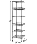 Heavy Duty 6 Tier Wire Shelving Unit Rolls Flat On Smooth Casters, 18X18X72 Inch Adjustable Black Metal Rack, perfect for storage.