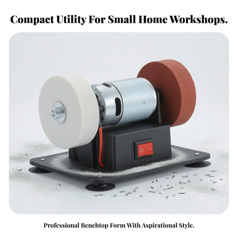 Mini Bench Grinder With Grinding Wheels, 150W Electric Motor To Whip Your Tools Back Into Shape, heavy duty design with grinding wheels for home workshops.
