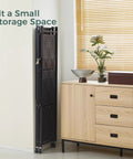 Portable Foldable Storage Shelves Freestanding Three Tier Kitchen Shelving Unit White positioned in corner for small space storage.