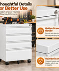 Built Tough As Nails Three Drawer Rolling Tool Chest With Swivel Wheels And Heavy Duty Locks Slick White Steel Shop Organizer features hidden drawer handle.