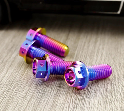 Premium Grade Titanium Flanged Hex Head Bolts M10 X125 Pitch X73mm with colorful finish for motorcycle and car mods.