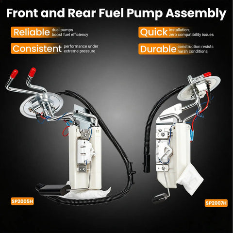 Front And Rear Fuel Pump Assembly For Ford F150 F250 F350 Super Duty 1992 Through 1997, dual pumps SP2005H SP2007H.