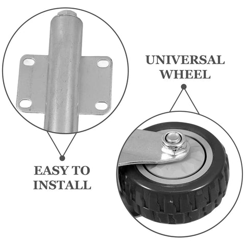 Heavy Duty 3 Inch Swivel Gate Support Wheel Beater Free Steel Caster For Yard Fence Farm Gate close-up of installation bracket and universal wheel