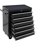 Heavy Duty Rolling Tool Chest With Six Roomy Drawers, showcasing six lockable drawers and a secure top with sleek handle.