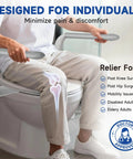 Person using Rock Solid Bathroom Safety Grab Bar With Heavy Duty Foldable Toilet Assist Rail That Handles 480 Pounds for support.