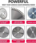 Heavy Duty Circular Saw Blade Sharpener And Scraper Grinder With A Killer 370 Watt Motor To Straight Up Resharpen various saw blades.