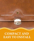 Close-up of leather binder with top fastener and eyelet, showing quality for Top Shelf Ten Piece Copper Binding Screws Kit For Leather Repair And Book Binding Screw Post Bolts With Slick Patina Finish And Legit Strong Hold For Photo Albums And Crafts.