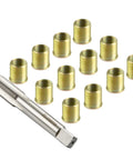 Pro Grade Thread Repair Tool Kit With 25 M14x1.25 Inserts And M16x1.25 Tap, stainless steel and high-speed steel bits, shown