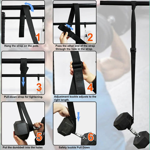 Heavy Duty Dumbbell Spotter Straps 2 Pack Adjustable Safety Belts With Tough Nylon Webbing and Secure Metal Buckle for Bench Press installation steps