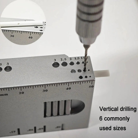 Split Type Mini Bench Vise With Table Clamp And Base For Precision 0.005mm Clamping, gray metal drill guide with marked holes