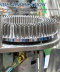 Ball plunger assembly on a circular gear with dense steel pins in industrial equipment