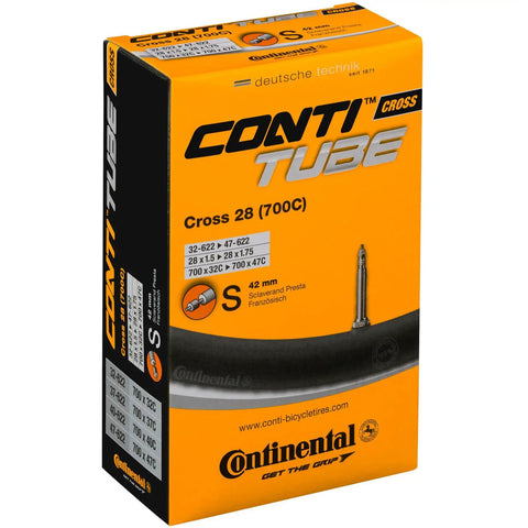 Cross 28 Inch Inner Tubes 700x32-47c With 42mm Presta Valve Pack Of 2 Built For Road And Hybrid Bikes, box packaging view