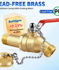 Heavy Duty Full Port Water Heater Drain Valve Three Quarter Inch NPT Inlet To Three Quarter Inch GHT Outlet Lead Free Brass