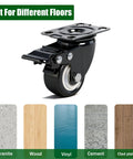 2 Inch Caster Wheels With Brake Heavy Duty Swivel Casters Set Of 4 Total Capacity 600 Lbs Industrial PU Wheels Locking Small Casters