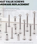 M6 X 80mm Socket Cap Bolts And Barrel Nuts Kit With Hex Key Silver Carbon Steel showing assorted fasteners for furniture assembly.