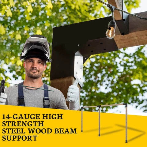 Two Pack Heavy Duty Pergola Bracket Kit Built For Outdoor DIY Projects 14 Gauge Steel L Shaped Wood Brackets For 5.5 x 5.5 Inch Lumber 6x6 Posts Includes Hardware For Gazebos Pergolas