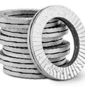 Straight Up Tough Metal Wedge Lock Washers for Bolt and Nut Anti Loosening Hardware Fastener Kit stacked copper washers.