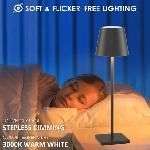 Child sleeping by Two Pack LED Cordless Table Lamps With Rechargeable 5500mAh Battery, Battery Powered Desk Lights