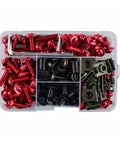 Ninja Compatible Motorcycle Bolt Kit With Red Nuts And Screws Assortment For 250 300 400 650R And 1000SX Beef Up Your Ride Style With Gloss Finish Hardware Durable Anti Bend Bolts, organizer tray