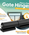 7 Inch Weld On Hinges For Metal, Black Barrel Hinge Set, 1102 Lbs Capacity Each, heavy duty black steel hinge on gate.