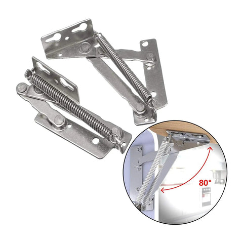 Two Pack Foldable Bed Lifting Brackets With 80 Degree Hinges, Heavy Duty Bed Lift Supports, Easy Install Self Locking Bed Hinges