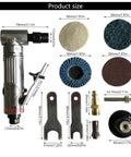 High Rpm Pneumatic Angled Grinder Tool Set With Swappable Collets Lightweight One Hand Design For Beefy Metal Fabrication And Polished Finishes Zero Hassle Built Different dimensions and parts.