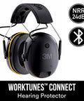 WorkTunes Connect Hearing Protector With Bluetooth Wireless Tech And High Fidelity Sound 24 DB NRR Earmuffs in black