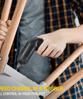 Person using Beast Cordless Screwdriver Kit With 14 Bits, Digital Screen, adjusting wood furniture with adjustable torque