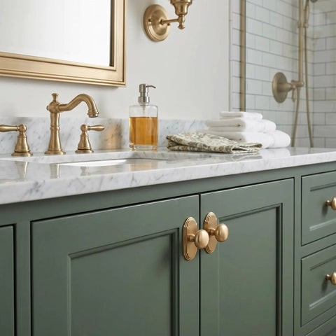 Champagne Bronze Cabinet Knobs With Orbit Rim Backplate Beaded Pull Modern Zinc Alloy Hardware For Drawers Dressers And Vanities Sleek Lux Kitchen Remodel Upgrade on green vanity.