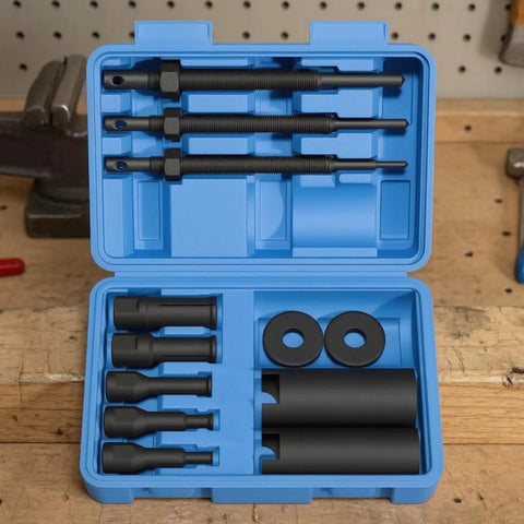 Inner Bearing Extractor Puller Tool Kit With Hardened 45 Steel Construction Includes Transport Case For Removing Housing Inner Race Bearings 9 To 23 Mm Without Hassle Performance A Game Changer For All Garage Or DIY Repair Job Getting Stuff Done, open case