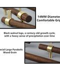 Close-up of 14mm diameter brass walnut drawer pulls with special parabolic wood grain, part of Two Hole 140mm Brass Walnut Drawer Pulls Set Of 4 With M4 Screws High Temperature Sealed Glaze Finish Durable Cabinet Hardware For Kitchen Wardrobe Doors And Drawers Oxidation And Rust Resistant.