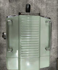 Top Shelf Green Espresso Machine With Integrated Burr Grinder And 15 Bar Pressure Pump, top view showcasing sleek design and finish.