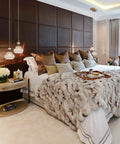 Cozy bedroom with Brass Showstopper Pendant Light Fixture For Kitchen Island And Living Room Modern Ceiling Lighting With Unique Design