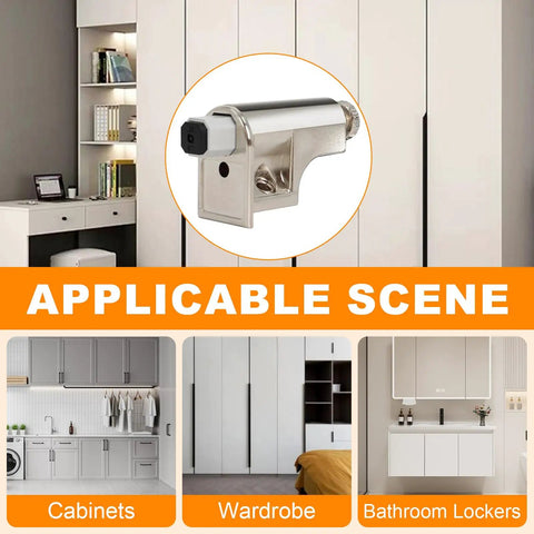 Close-up of 10 Pack Heavy Duty Soft Close Cabinet Hinges with adhesive tape for cabinets, wardrobes, and bathroom lockers.