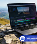 Laptop outdoors with Ultra Fast Dual USB C USB A Flash Drive 128GB With Five Hundred Fifty Megabytes Per Second Transfer A Go To 2 In 1 Thumb Drive