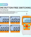 Kickass Digital Force Gauge With Hella Accurate Push And Pull Meter features four unit displays for versatile testing.