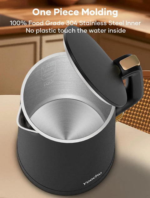 Double Wall 1.7L Electric Kettle With Cool Touch Exterior No Burn Hands Safety Rapid 1500W Boil Stainless Steel Interior