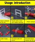 Pro Grade Tile Leveling System Kit With 1200 Clips And 400 Reusable Wedges, Includes Tile Plier, usage instructions grid