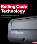 Close-up of Model 891LM Security Plus 2.0 One Button Gate Opener Remote showcasing LiftMaster rolling code technology text.