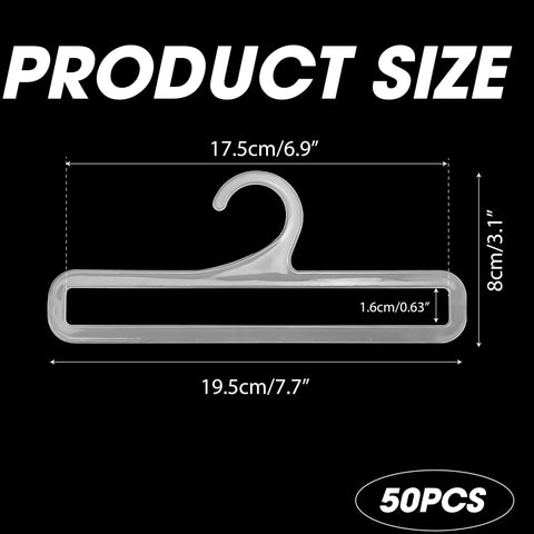 Set Of 50 White Plastic Hangers For Retail Display And Home Closet Organization, dimensions shown on diagram