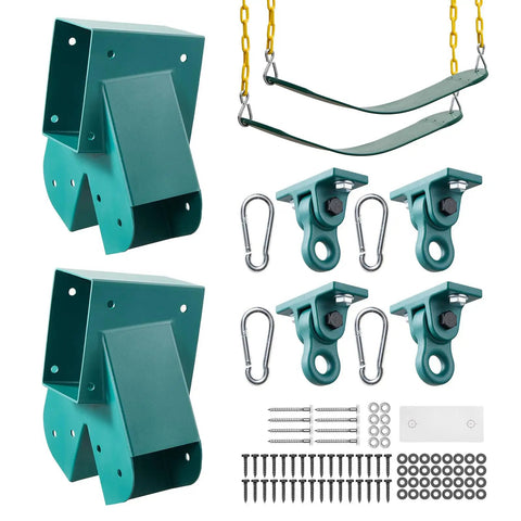 Heavy Duty A Frame Swing Set Brackets With 2 Seats And 4 Hangers For Backyard Playground Park Equipment Mounting Parts Outdoor Use Hardware Included Green Built To Last With Stable Sway Reduction And Easy Assembly