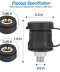 Badass 740112 Air Compressor Hose Adapter with snappy dust cap, showcasing dimensions and design for secure connection.
