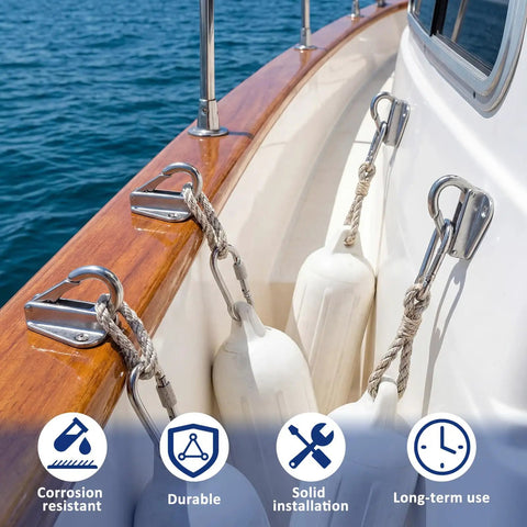 Six Pack Boat Fender Hooks In 316 Stainless Steel Wall Mounted Marine Clips With Spring Latch And Screws No Rust Dock Hardware