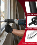 Rivet Adapter Kit For Cordless Drill With 4 Interchangeable Heads 2.4mm 3.2mm 4.0mm 4.8mm Heavy Duty Electric Riveting Drill Attachment in use